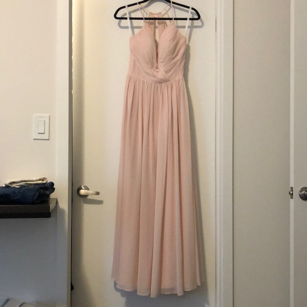 Pink dress. Size 2. Long dress. Worn 1 time. Built in bra